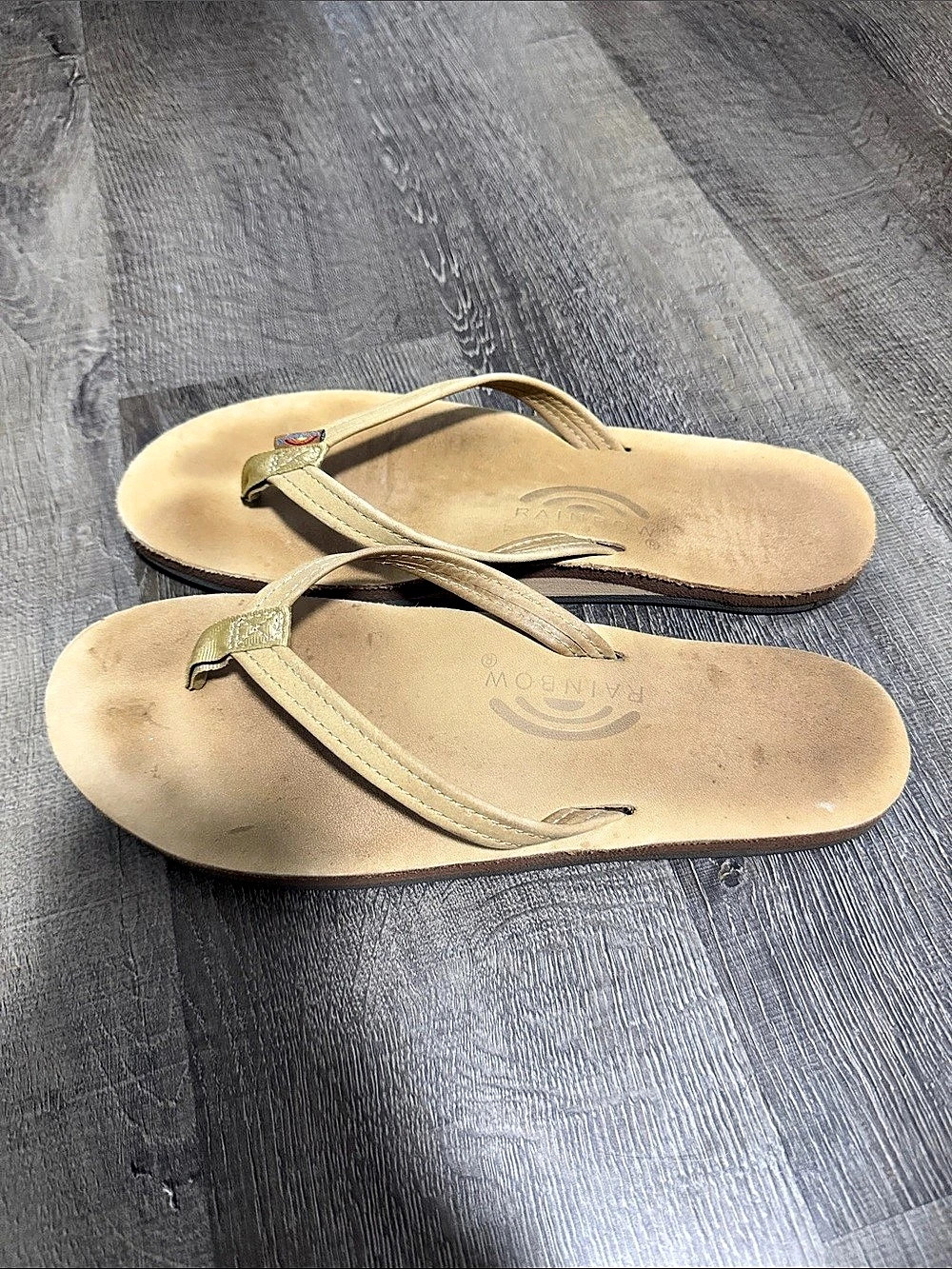 Rainbow Tan Leather-Style Flip Flop Sandals